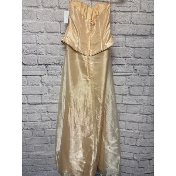 Scott McClintock Millenium 2000 Soft Peach Satin Embroidered Formal Prom Dress 4 - Picture 3 of 4